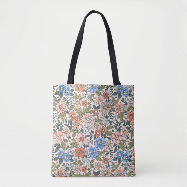 Coral Garden Flower Mönster Tygkasse (Framsida)