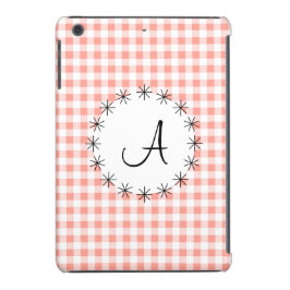 Coral Gingham Check 'Monogram' iPad Mini fodral