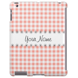 Coral Gingham Check 'Namn' iPad case