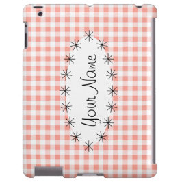 Coral Gingham Check oval star "Namn" iPad-affären