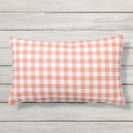 Coral Gingham Mönster Checkered Lumbarkudde