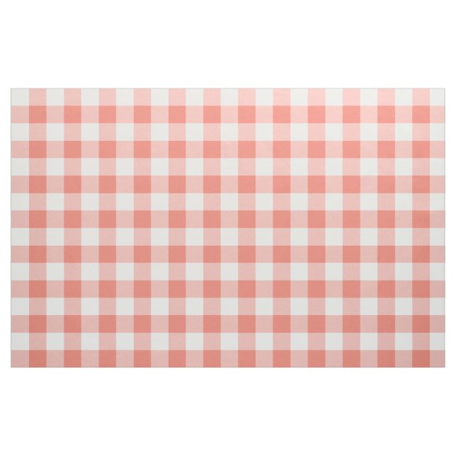 Coral Gingham Mönster Fabric Tyg (Yard)