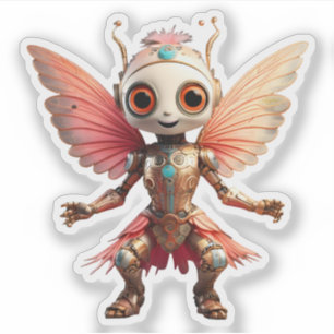 Coral Gold Söt Dansande Robot Pixie Klistermärken