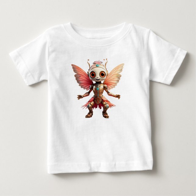 Coral Gold Söt Dansande Robot Pixie T Shirt (Framsida)