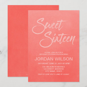 Coral Gradient Sweet 16 Birthday Call Inbjudningar