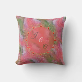 Coral, Grass & Peony-rosa Blooms Dekorativ kudde