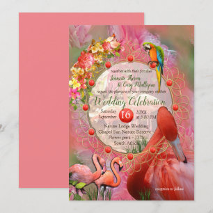 Coral, Grass & Peony-rosa Blooms Inbjudningar