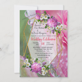 Coral, Grass & Peony-rosa Blooms Inbjudningar