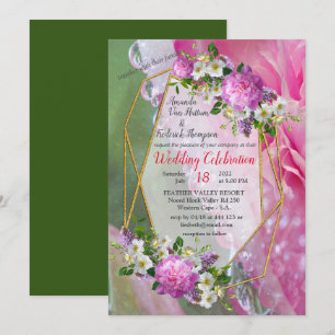 Coral, Grass & Peony-rosa Blooms Inbjudningar