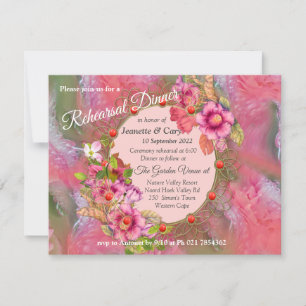 Coral, Grass & Peony-rosa Blooms Inbjudningar