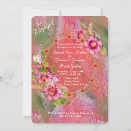 Coral, Grass & Peony-rosa Blooms Inbjudningar