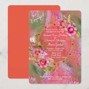 Coral, Grass & Peony-rosa Blooms Inbjudningar