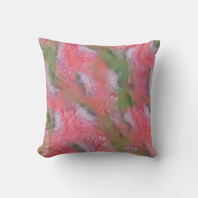 Coral, Grass & Peony-rosa Blooms Kudde (Framsida)