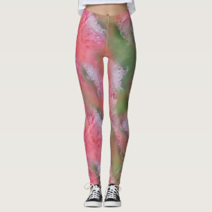 Coral, Grass & Peony-rosa Blooms Leggings