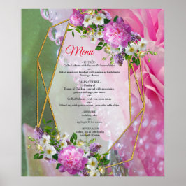Coral, Grass & Peony-rosa Blooms Poster
