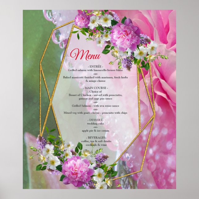 Coral, Grass & Peony-rosa Blooms Poster (Framsidan)