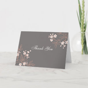 Coral Grått Blommigt Baby Shower Värdinna Tack Kort