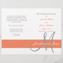 Coral Grått Bröllopsprogram | Monogram