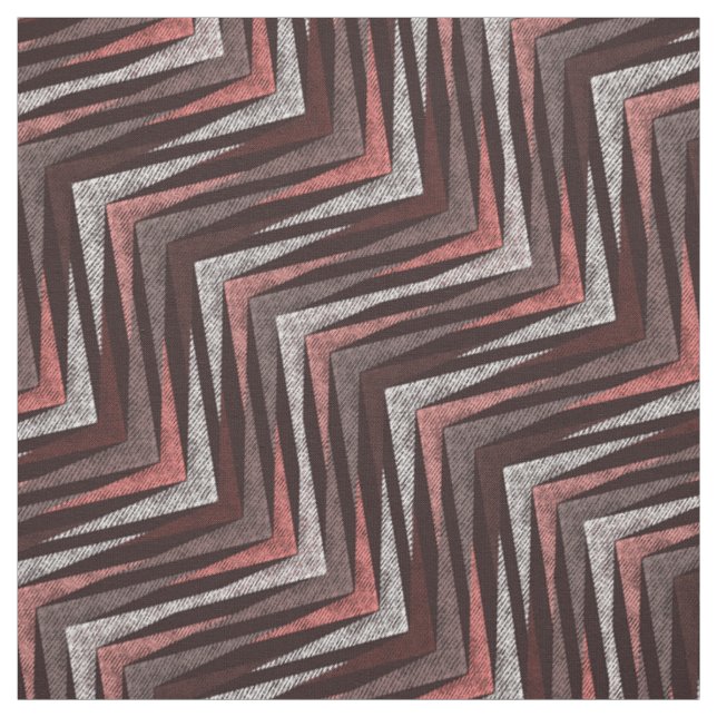 Coral, grått, brun zigzag mönster. tyg (Provkarta)