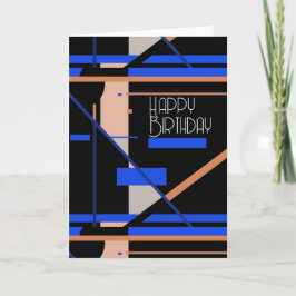 Coral Grått Royal Blue White Black Birthday Kort