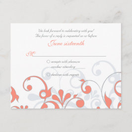 Coral Grått White Abstrakt Blommigt Bröllop OSA Ca