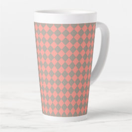 Coral Gray Checker Diamond Pattern