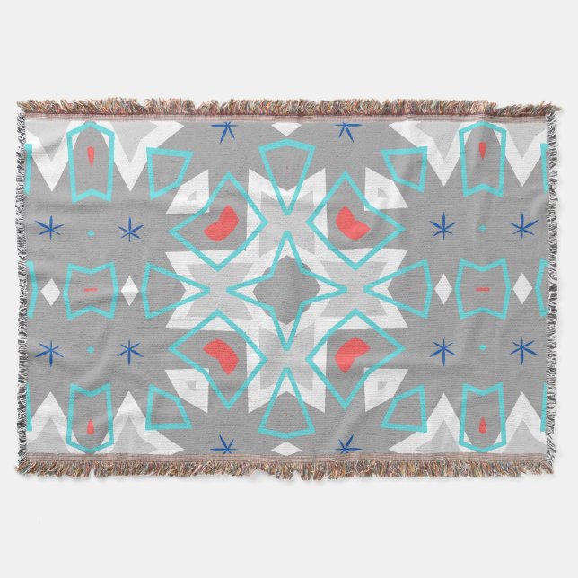 Coral Gray Mandala Pattern | Geometric Floral Boho Filt (Framsidan)