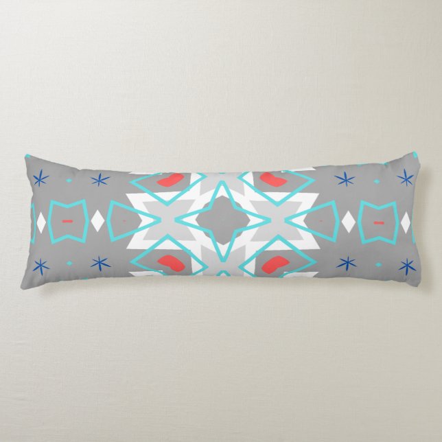 Coral Gray Mandala Pattern | Geometric Floral Boho Kroppskudde (Framsidan)