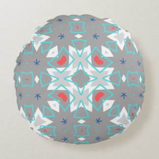 Coral Gray Mandala Pattern | Geometric Floral Boho Rund Kudde