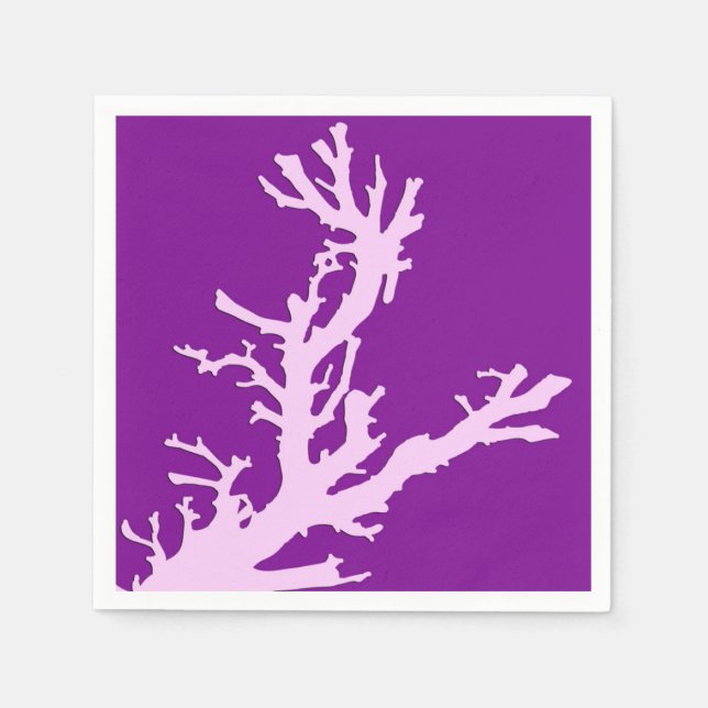 Coral gren - ametyst och orchid pappersservett (Framsidan)