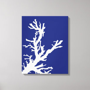 Coral Gren, Navy Blue and White Canvastryck