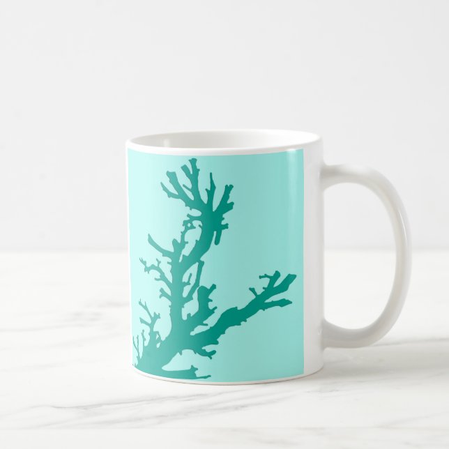 Coral gren - turkos och aqua kaffemugg (Höger)