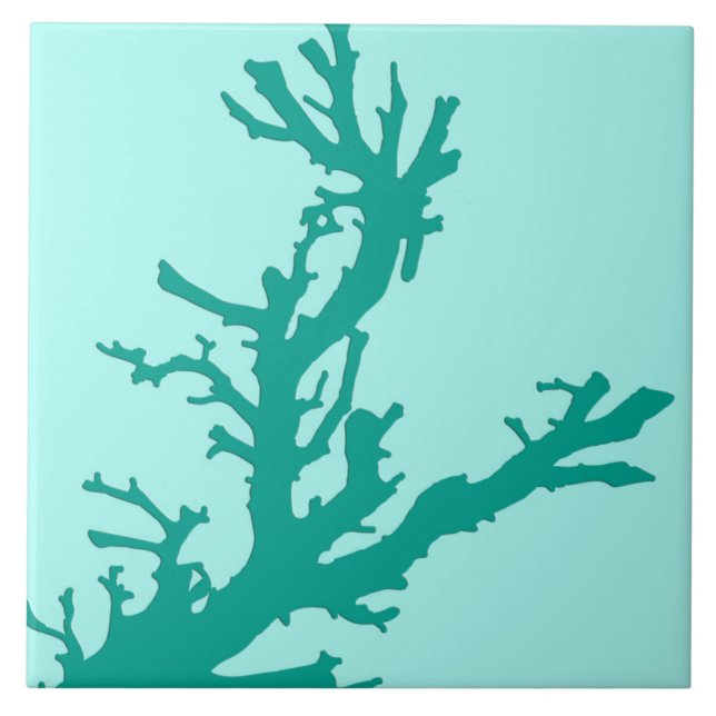Coral gren - turkos och aqua kakelplatta (Framsidan)