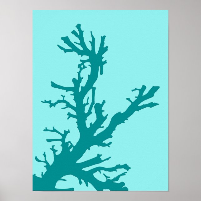 Coral Gren, Turquise och Light Aqua Poster (Framsidan)