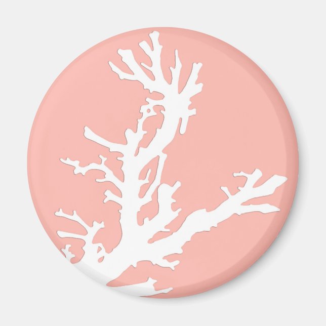 Coral gren - vit på rosa av korall magnet (Framsidan)