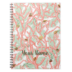 Coral Grenar med Seashells Write Journal Anteckningsbok
