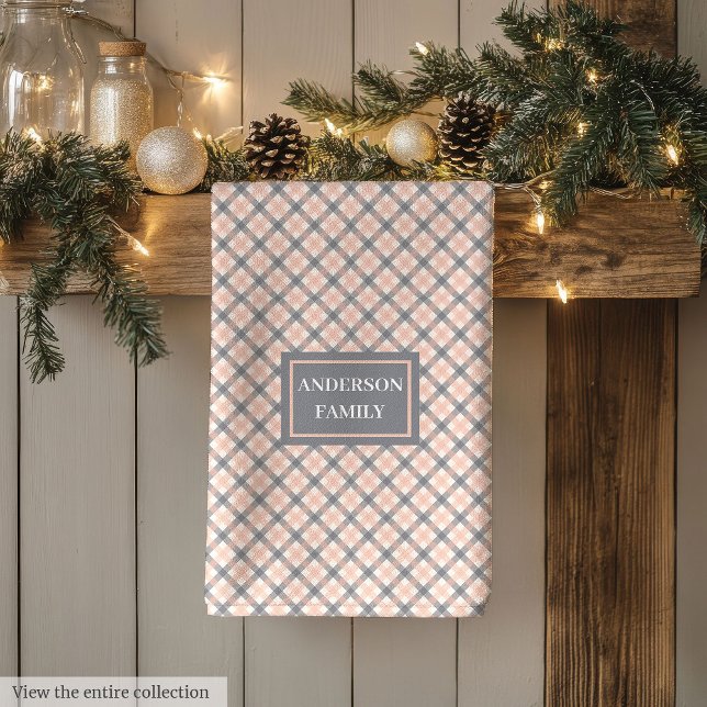 Coral Grey Kitchen Towel Classic Custom Name Look Kökshandduk (Coral Grey Kitchen Towel Classic Custom Name Look)