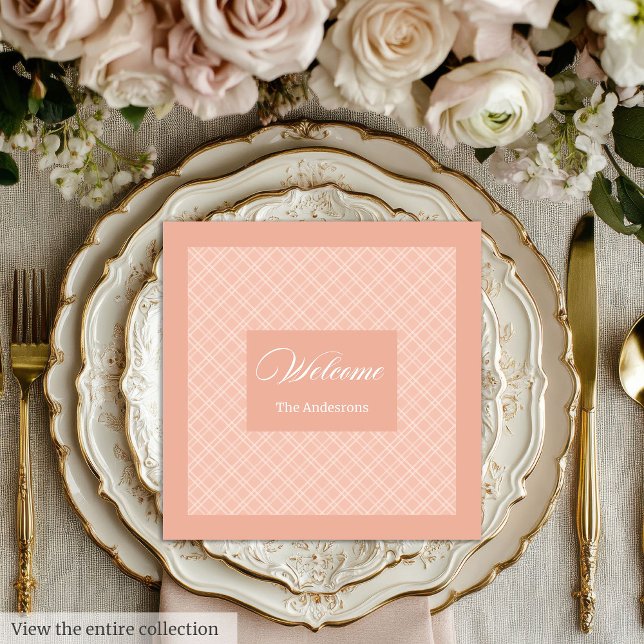 Coral Grey Napkins Personalized Classic Tableware Pappersservett (Coral Grey Napkins Personalized Classic Tableware)