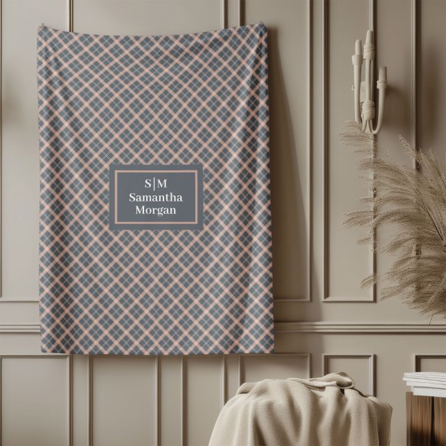 Coral Grey Throw Custom Name Pastel Aesthetic Fleecefilt (Coral Grey Throw Custom Name Pastel Aesthetic)