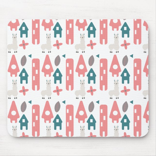 Coral Grönt Llama Alpaca Animal Homs Musmatta (Framsidan)