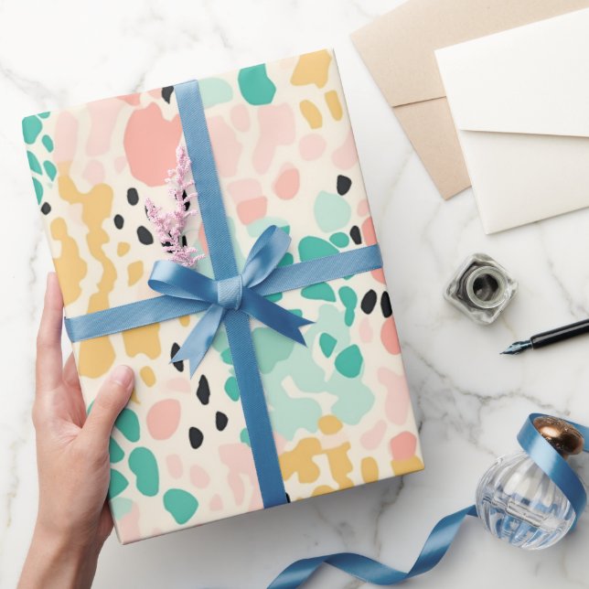 Coral Grönt Pastel Leopard Spots Presentpapper (Gifting)