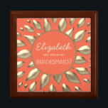 Coral Guld Bridesmaid Frieri Box Minnesask<br><div class="desc">Enkelt,  modernt,  elegant,  korallkornstensfärgat frieri med abstrakt faux guld sol-formad ornament. Perfektens val för contemporary sommar bröllop!</div>