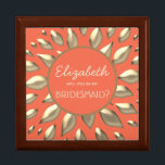 Coral Guld Bridesmaid Frieri Box Minnesask<br><div class="desc">Enkelt,  modernt,  elegant,  korallkornstensfärgat frieri med abstrakt faux guld sol-formad ornament. Perfektens val för contemporary sommar bröllop!</div>