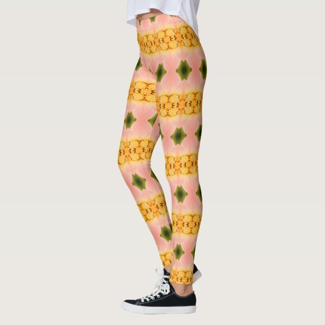 Coral Guld Grönt och persikor Leggings (Vänster)