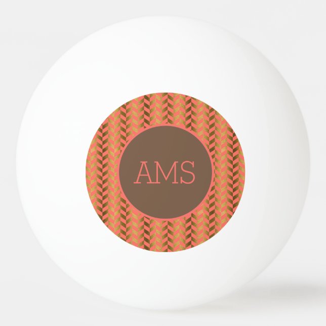 Coral Guld Herringbone Monogram Pingisboll (Framsidan)