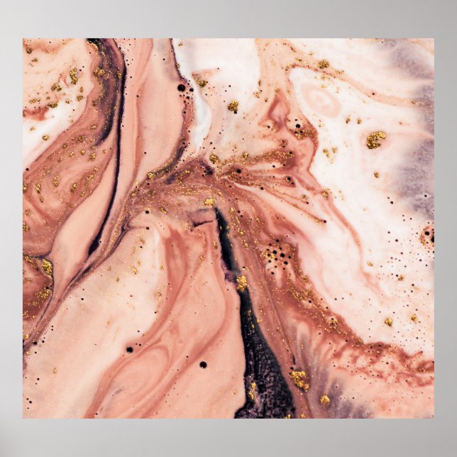 Coral Guld Marbling: Natural Mönster Poster (Framsidan)