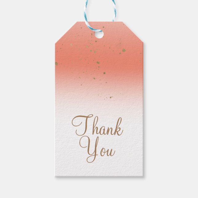 Coral & Guld Modern Glam Möhippa Party Presentetikett (Framsidan)