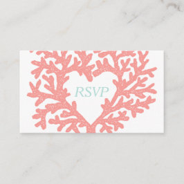 Coral Heart Aqua Beach Wedding OSA Response Tilläggskort