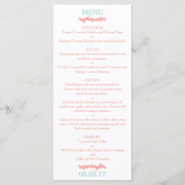 Coral Heart Aqua Beach WedMenu Meny