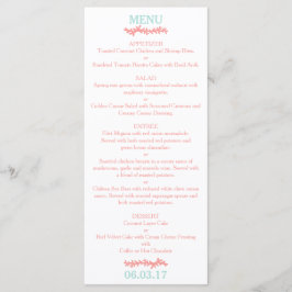Coral Heart Aqua Beach WedMenu Meny